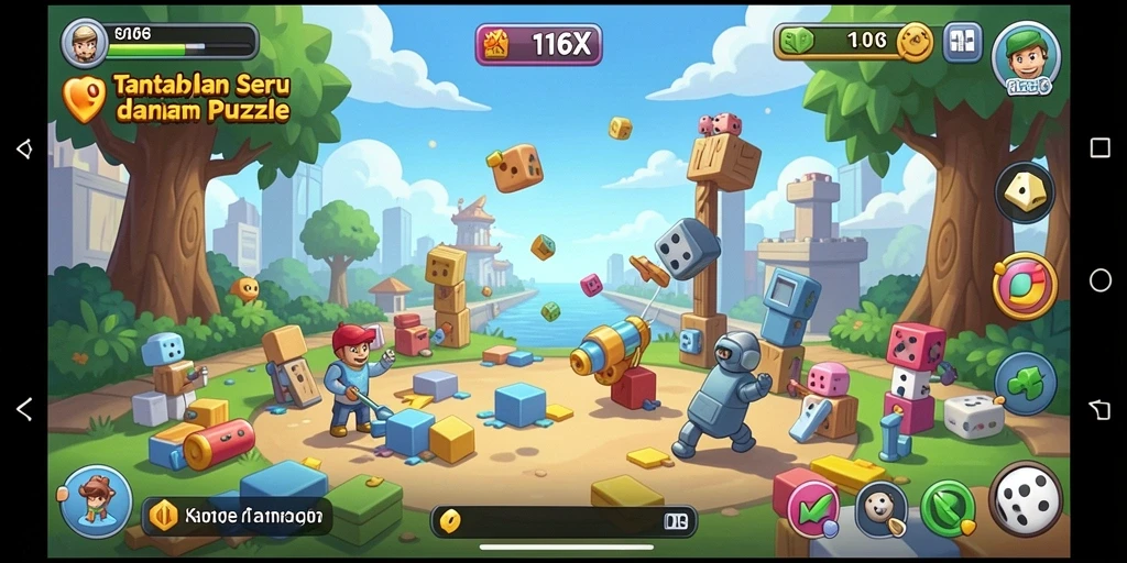 Tampilan gameplay seru dalam teka-teki 116X.